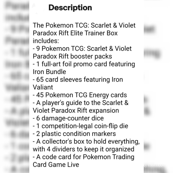 Pokemon TCG: Scarlet & Violet Paradox Rift Elite Trainer Box - Picture 8 of 8